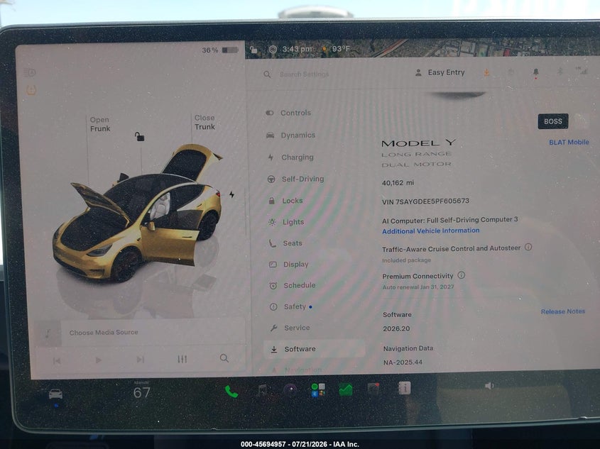 2023 Tesla Model Y Awd/Long Range Dual Motor All-Wheel Drive VIN: 7SAYGDEE5PF605673 Lot: 45694957