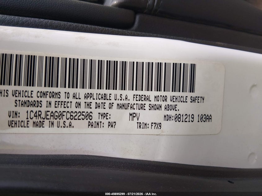 2015 Jeep Grand Cherokee Laredo VIN: 1C4RJEAG0FC622506 Lot: 45695299