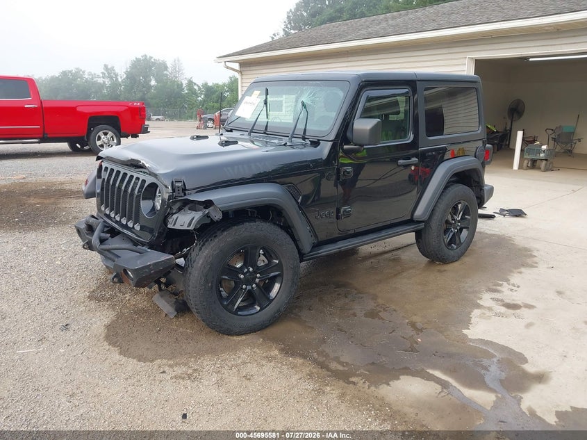 2021 Jeep Wrangler Willys 4X4, Front End, IAAI, VIN 1C4HJXAG3MW677633 — photo 2