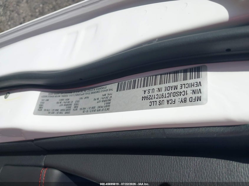 DODGE DURANGO 2026 VIN 1C4SDJCT9TC172944