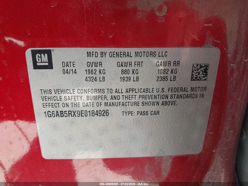 2014 CADILLAC ATS SEDAN 2.0L I-4 DI, DOHC, VVT, TURBO, 272HP