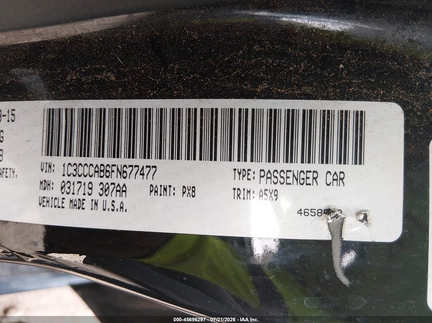 2015 Chrysler 200 Limited VIN: 1C3CCCAB6FN677477 Lot: 45696297