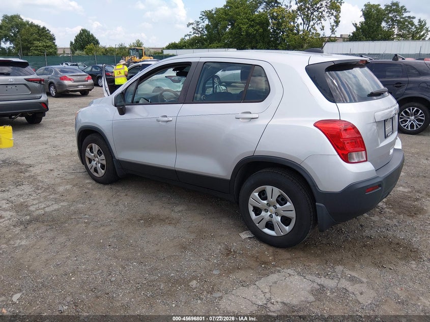 Vin: kl7cjksb5fb071953, lot: 46195428, chevrolet trax 1ls 20153