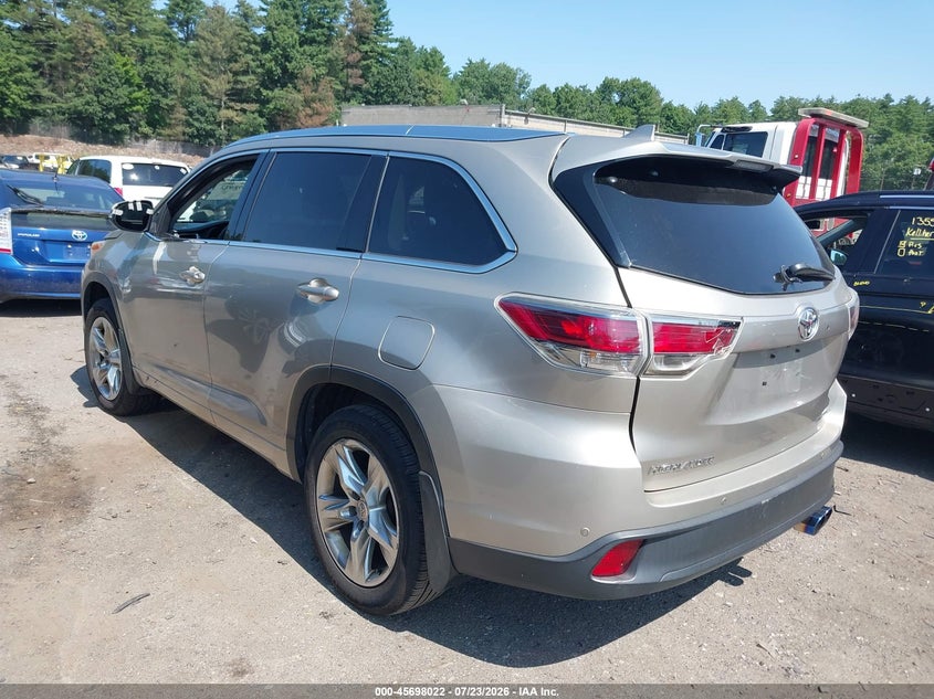 Vin: 5tddkrfh5es040043, lot: 46196650, toyota highlander limited v6 20143