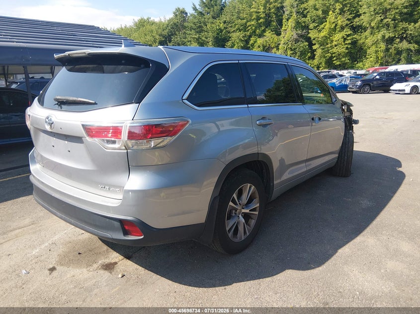 Vin: 5tdjkrfh2fs153291, lot: 46197362, toyota highlander xle v6 20154