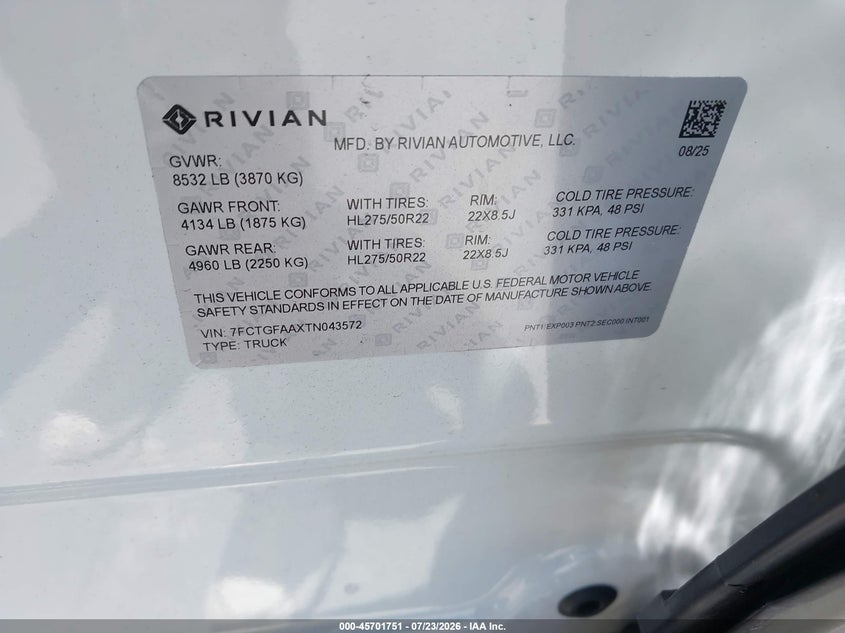 2026 RIVIAN R1T PICKUP ELECTRIC