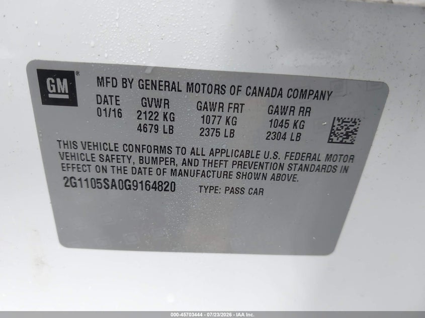 2016 CHEVROLET IMPALA 1LT · Фото 9