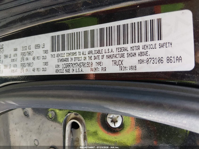 2017 RAM 1500 PICKUP 3.0L V-6 DI, DOHC, TURBO, 240HP