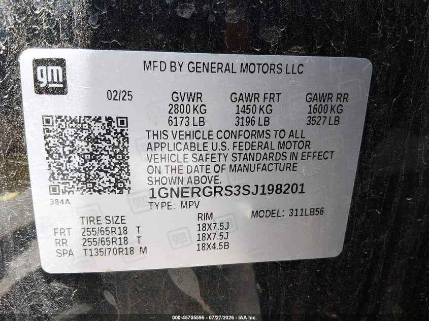2025 CHEVROLET TRAVERSE SPORT UTILITY VEHICLE 2.5L I-4 DI, DOHC, VVT, TURBO, 328HP