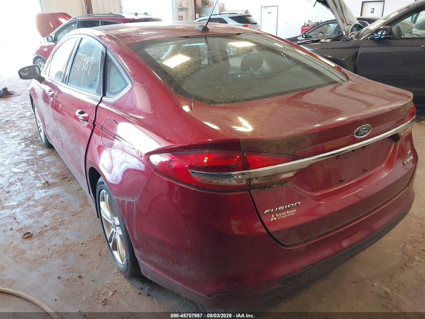 Vin: 3fa6p0lu7jr235443, lot: 46206643, ford fusion hybrid se 20183