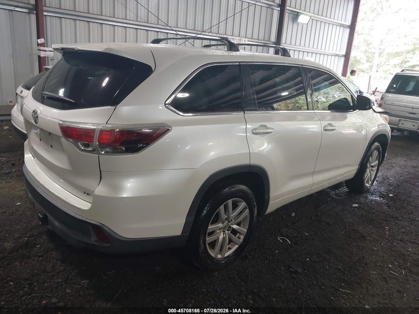 Vin: 5tdzarfh6es006153, lot: 46206822, toyota highlander le 20144
