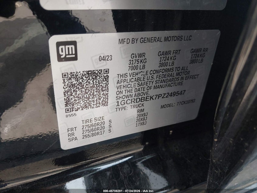2023 CHEVROLET SILVERADO TRUCK 2.7L I-4 DI, DOHC, VVT, TURBO, 310HP