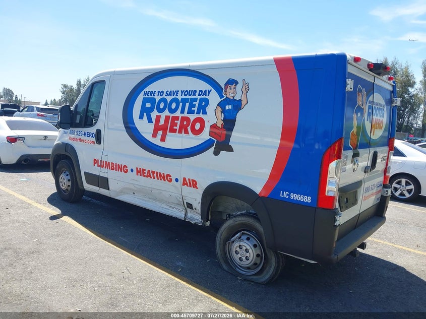 Vin: 3c6lrvvgxpe603987, lot: 46208383, ram promaster 2500 low roof 136 wb 20233