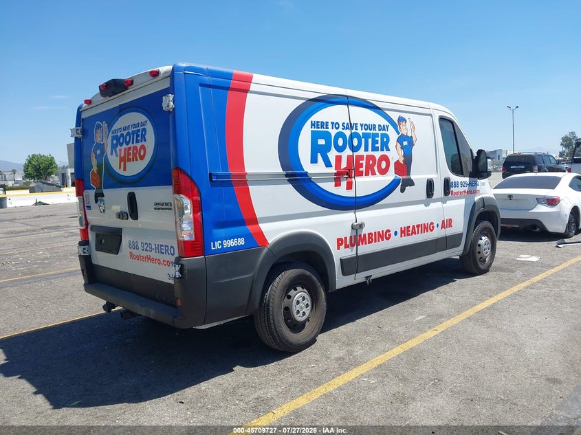 Vin: 3c6lrvvgxpe603987, lot: 46208383, ram promaster 2500 low roof 136 wb 20234