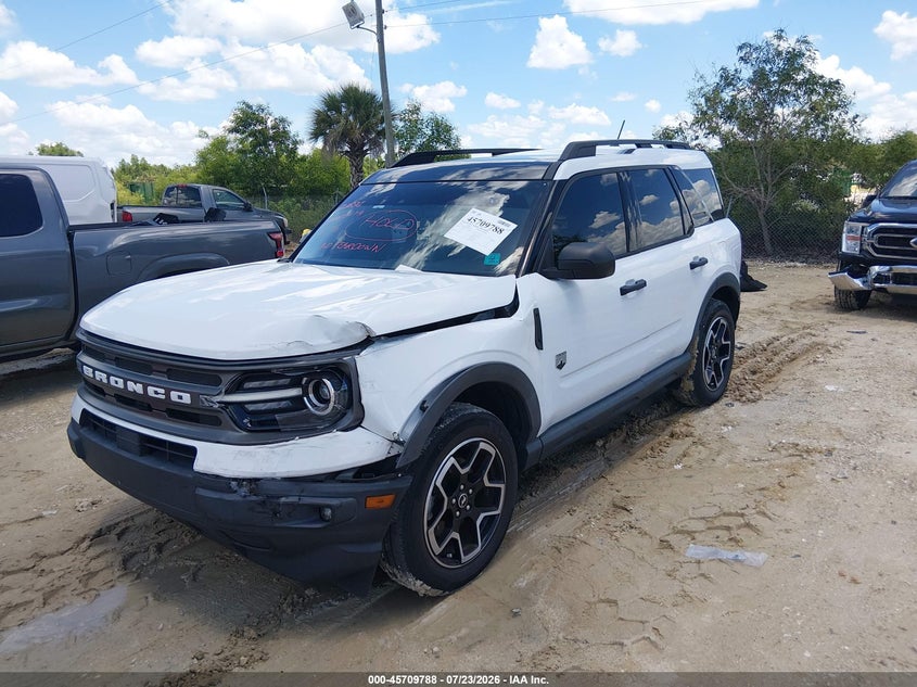Vin: 3fmcr9b66mrb29970, lot: 46208444, ford bronco sport big bend 20212