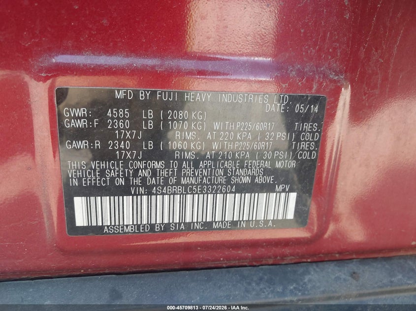 2014 SUBARU OUTBACK 2.5I LIMITED · Фото 8