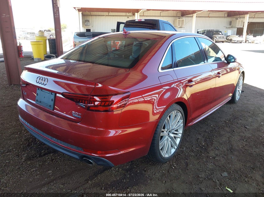 Vin: wauenaf45ja069525, lot: 46209070, audi a4 2.0t premium/2.0t tech premium 20184