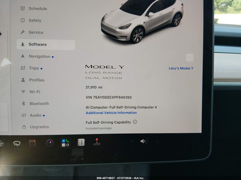 TESLA MODEL Y 2023 VIN 7SAYGDEEXPF840392