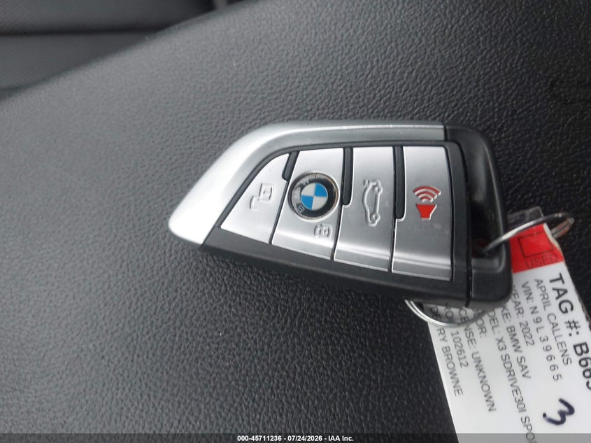 BMW X3 2022 VIN 5UX43DP03N9L39665