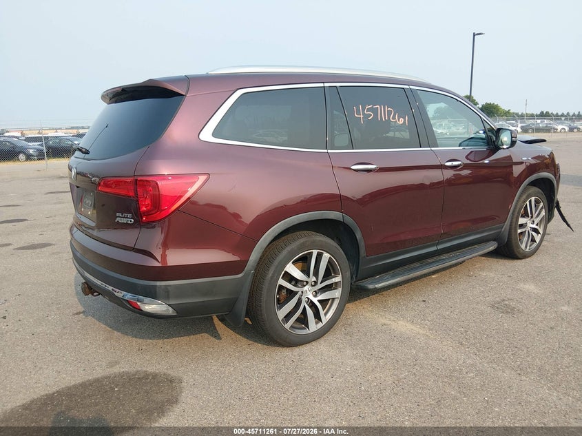 Vin: 5fnyf6h06gb036991, lot: 46209917, honda pilot elite 20164