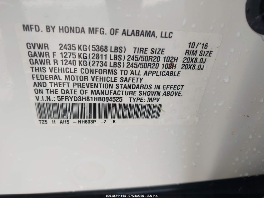 2017 ACURA MDX SPORT UTILITY VEHICLE 3.5L V-6 DI, VVT, 290HP