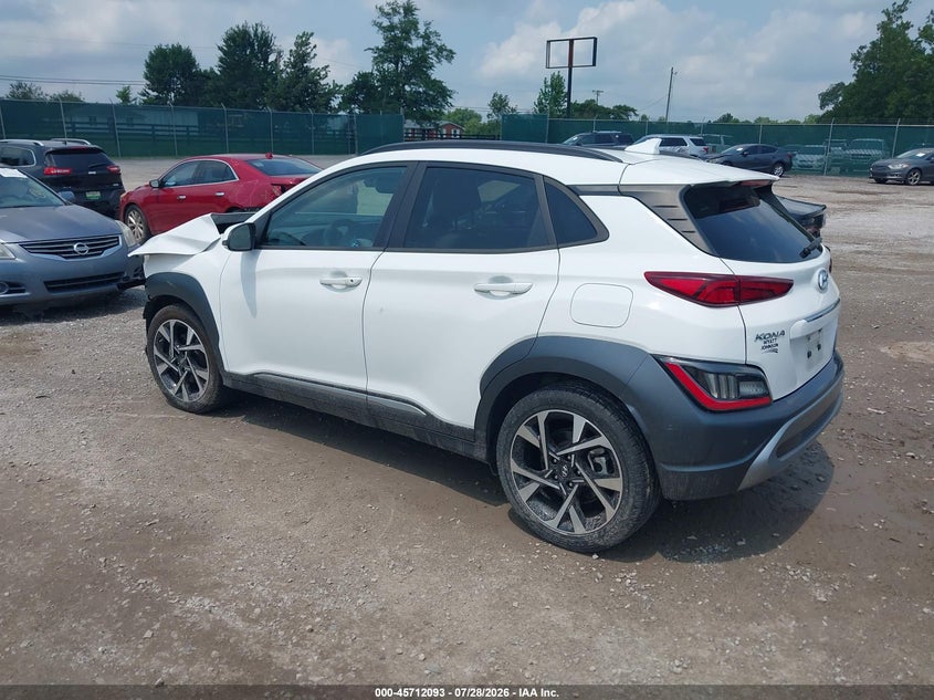 Vin: km8k5ca36nu804268, lot: 46210749, hyundai kona limited 20223