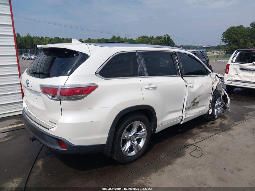 Vin: 5tdykrfh9es012098, lot: 46210957, toyota highlander limited v6 20144