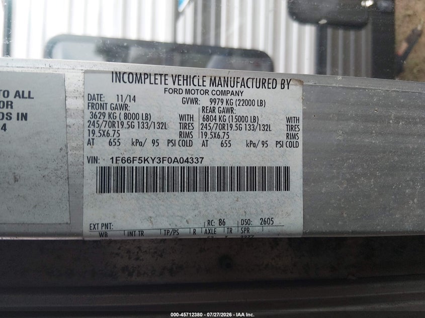 2015 FORD F-59 COMMERCIAL STRIPPED auction photo 8