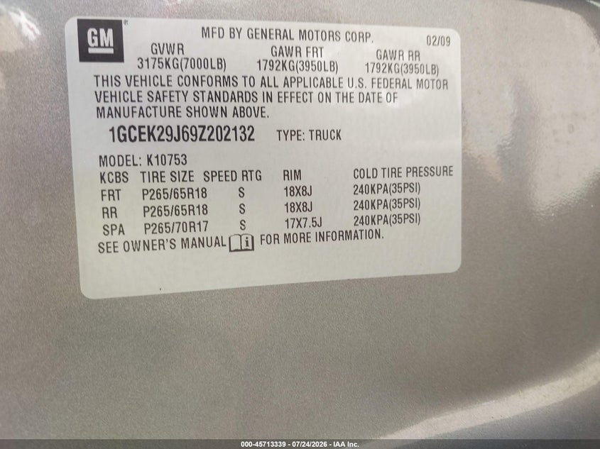 2009 CHEVROLET SILVERADO 1500 auction photo 8