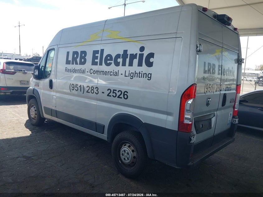 Vin: 3c6lrvbg6ne102161, lot: 46212143, ram promaster 1500 high roof 136 wb 20223