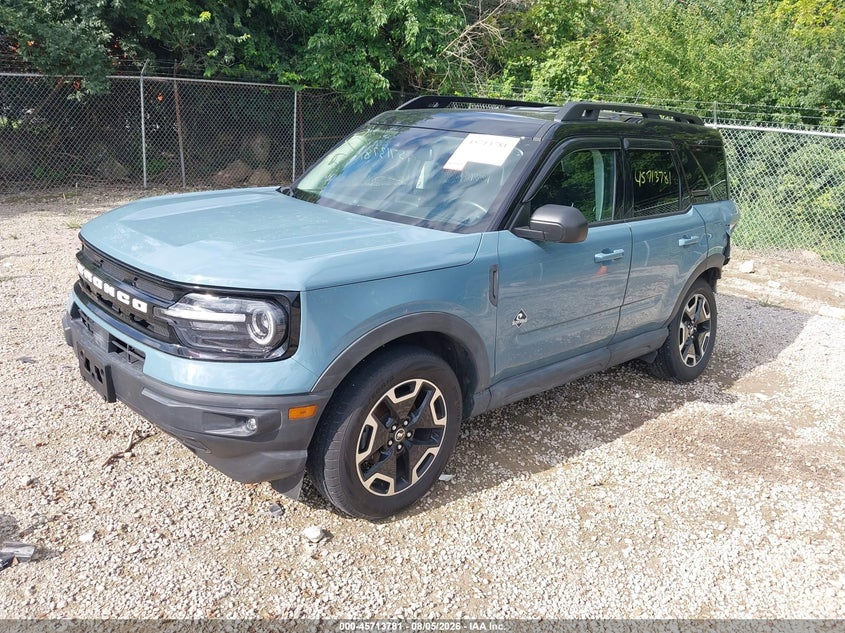 Vin: 3fmcr9c60nrd73078, lot: 46212463, ford bronco sport outer banks 20222