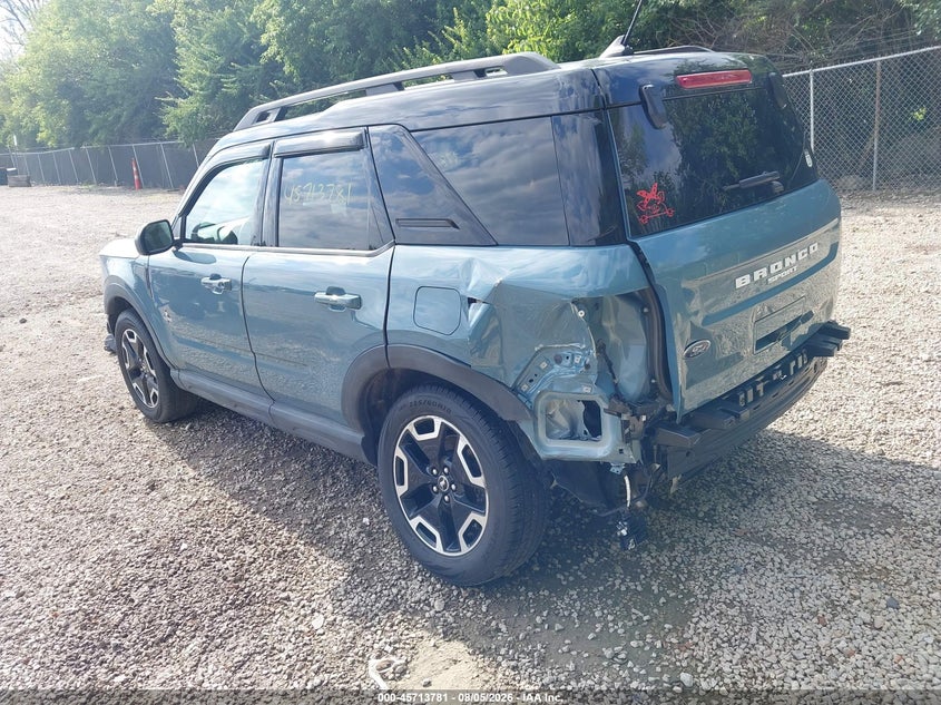 Vin: 3fmcr9c60nrd73078, lot: 46212463, ford bronco sport outer banks 20223