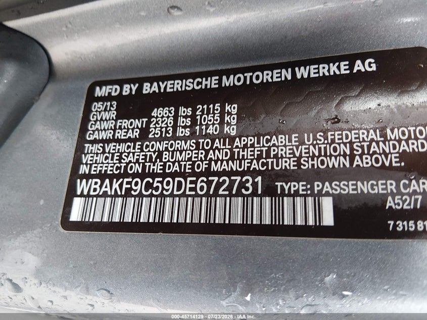 2013 BMW 3ER COUPE 3.0L I-6 DI, DOHC, VVT, TURBO, 300HP