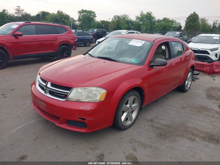 Vin: 1c3cdzab8dl628189, lot: 46214128, dodge avenger se 20132