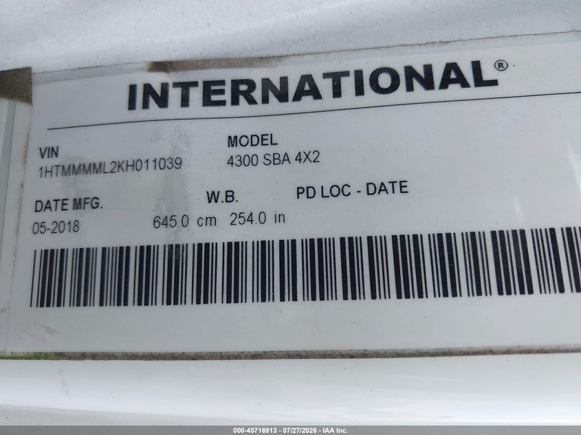 2019 INTERNATIONAL DURASTAR 4300 auction photo 8
