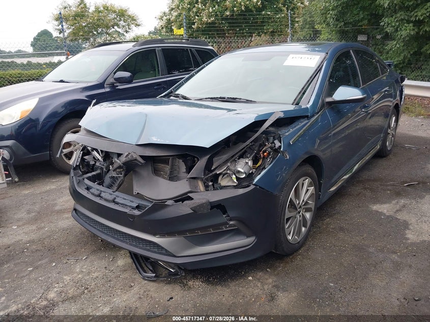2016 Hyundai Sonata, Front & Rear, IAAI, VIN 5NPE34AF6GH309928 — photo 2