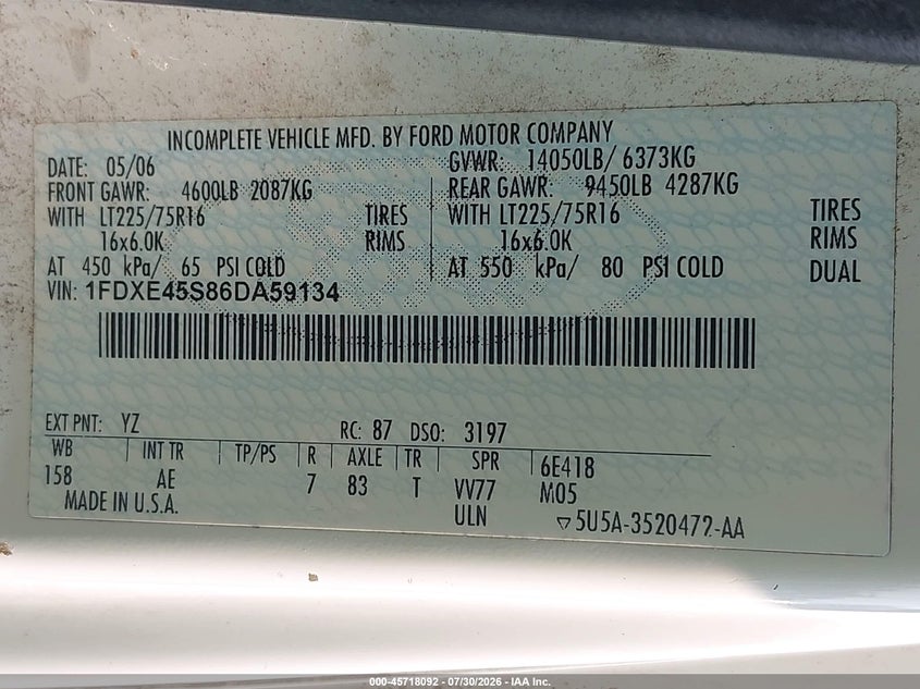 2006 FORD E-450 CUTAWAY auction photo 8