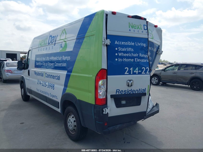 Vin: 3c6lrvdg0pe584108, lot: 46216775, ram promaster 2500 high roof 159 wb 20233