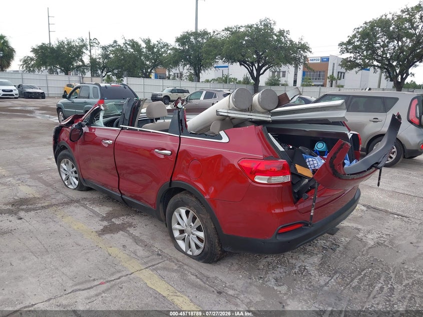 Vin: 5xypg4a37jg397311, lot: 46217471, kia sorento 2.4l lx 20183