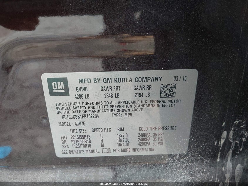 2015 BUICK ENCORE auction photo 6