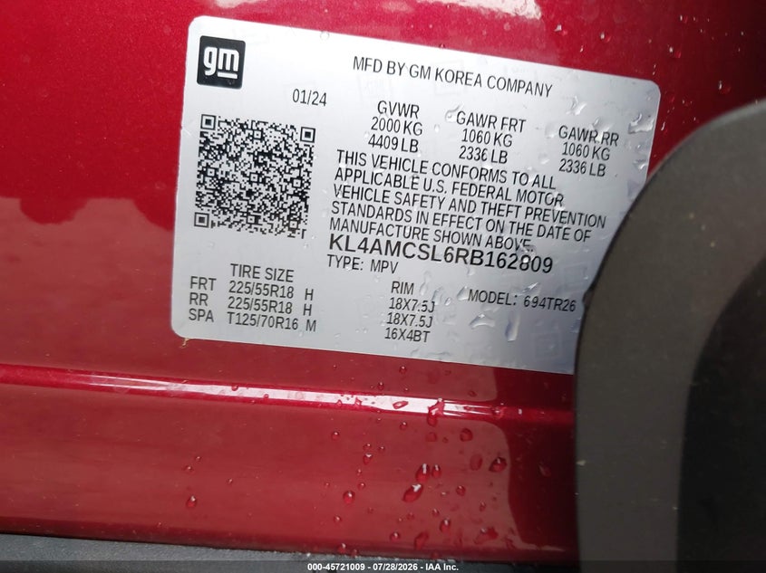 BUICK ENCORE GX 2024 VIN KL4AMCSL6RB162809