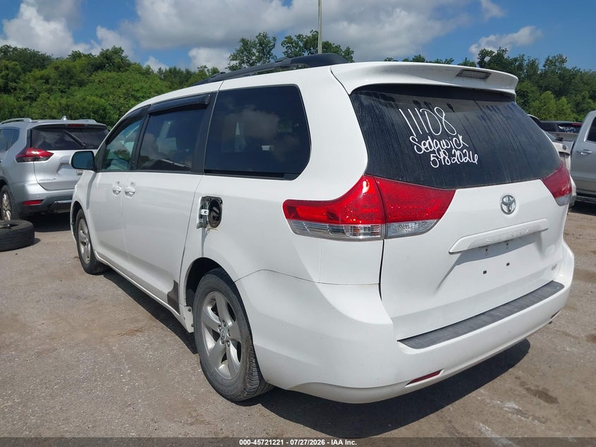 Vin: 5tdkk3dcxcs245592, lot: 46219903, toyota sienna le v6 8 passenger 20123