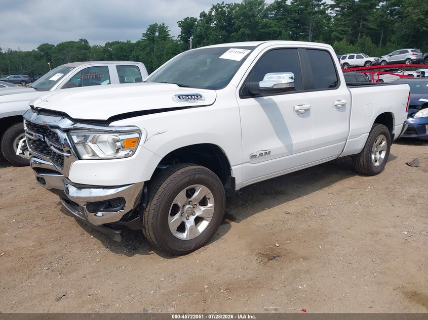 Vin: 1c6srfbt1nn207524, lot: 46220733, ram 1500 big horn  4x4 6'4 box 20222