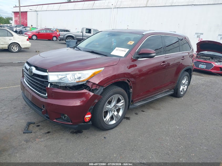 Vin: 5tddkrfh2es027900, lot: 46220779, toyota highlander limited platinum v6 20142