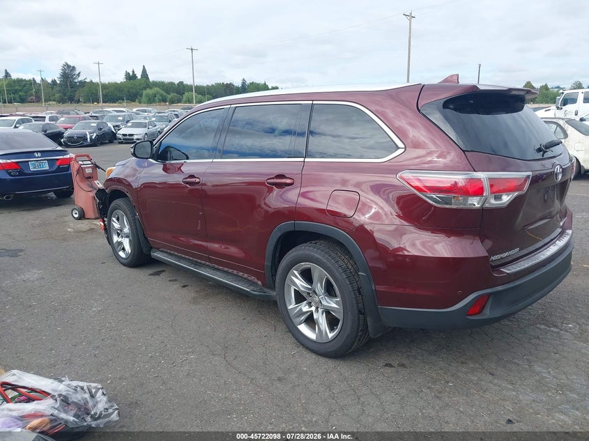 Vin: 5tddkrfh2es027900, lot: 46220779, toyota highlander limited platinum v6 20143