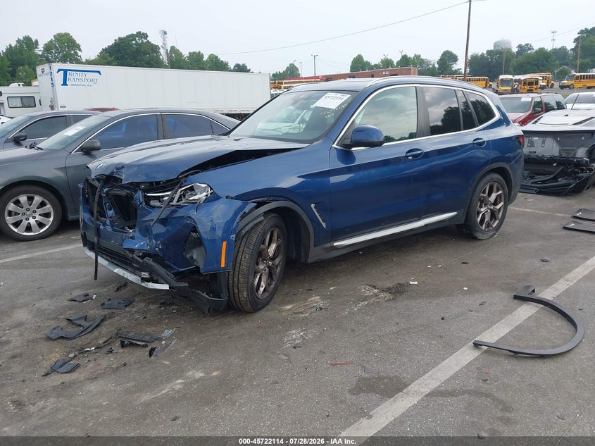 Vin: 5ux53dp02n9k82525, lot: 46220796, bmw x3 xdrive30i 20222