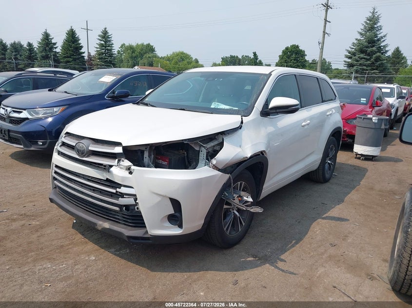 Vin: 5tdzarfh0js038512, lot: 46221046, toyota highlander le 20182