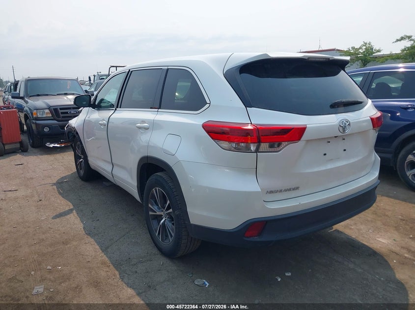 Vin: 5tdzarfh0js038512, lot: 46221046, toyota highlander le 20183