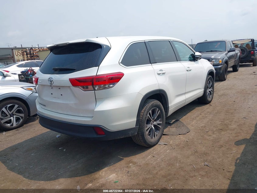 Vin: 5tdzarfh0js038512, lot: 46221046, toyota highlander le 20184
