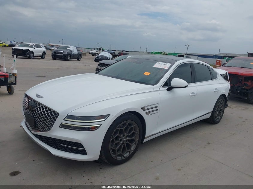 Vin: kmtgb4sc1nu132192, lot: 46221290, genesis g80 2.5t rwd 20222